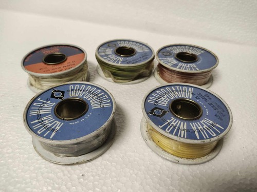 NOS - 5 Spools Alpha Wire 25'/Ea. #20 Solid Plastic Hook-up Wire - Multo-Color