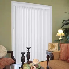 White Cordless Room Darkening Vertical Blinds for Sliding Doors Kit with 3.5 In.