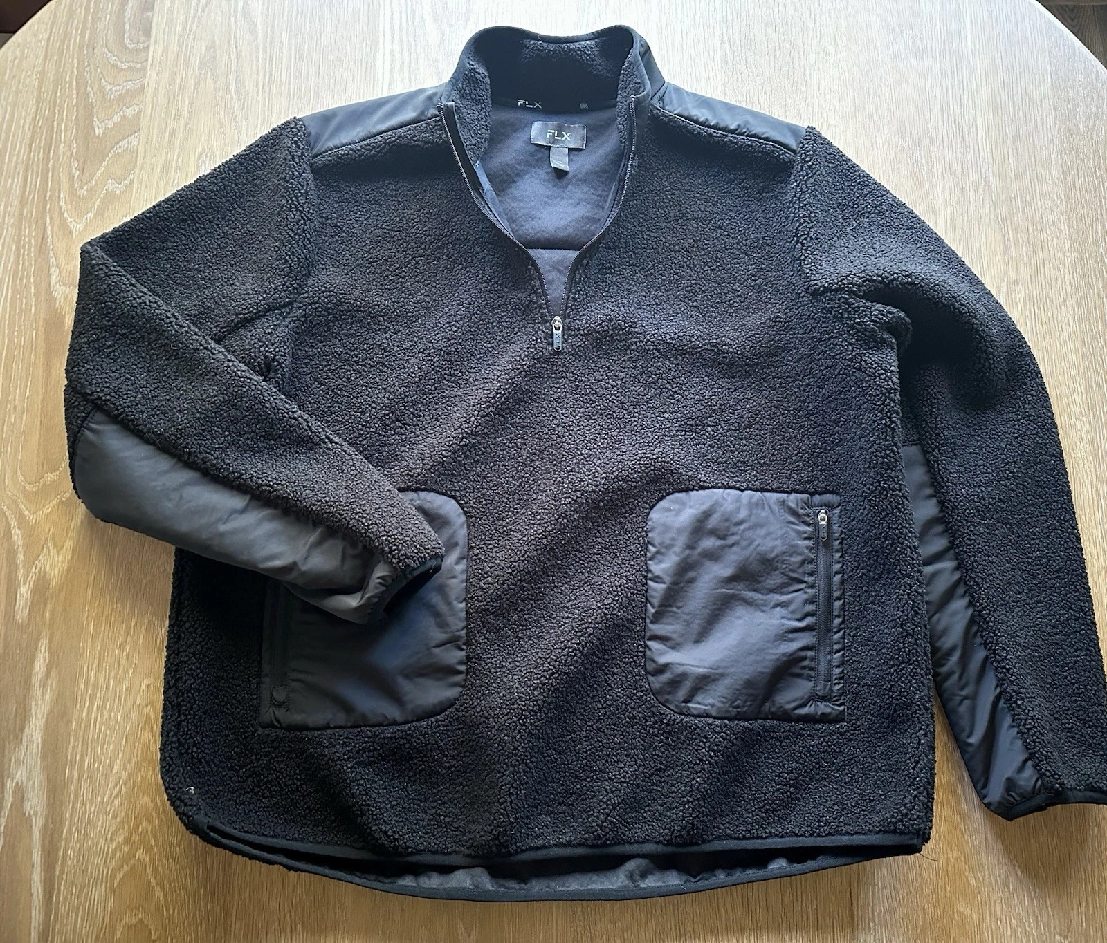 FLX Sherpa Fleece 1/4 Zip Pullover Men's Medium Black Outdoors Hunt Fish, XL