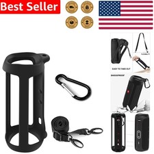 Travel-Friendly Black Silicone Cover for FLIP 5 Speaker with Strap Carabiner