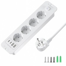 Desktop Power Strip with USB Ports 4 6 Outlets , 2 USB-C, 78.74 in Cable