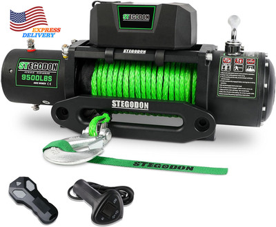 9500Lb Winch 12V Waterproof Electric Winch Synthetic Rope Winch Wireless Remote
