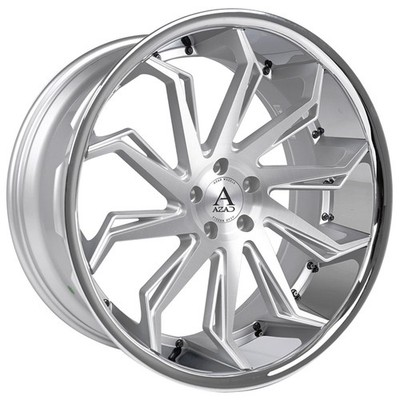 Azad Wheels AZ1101 22x10.5 Semi Brushed with Chrome SS Lip (4pcs) A2