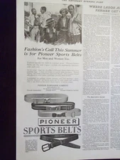 1923 Pioneer Sports Belts for Men and Women Advertisement
