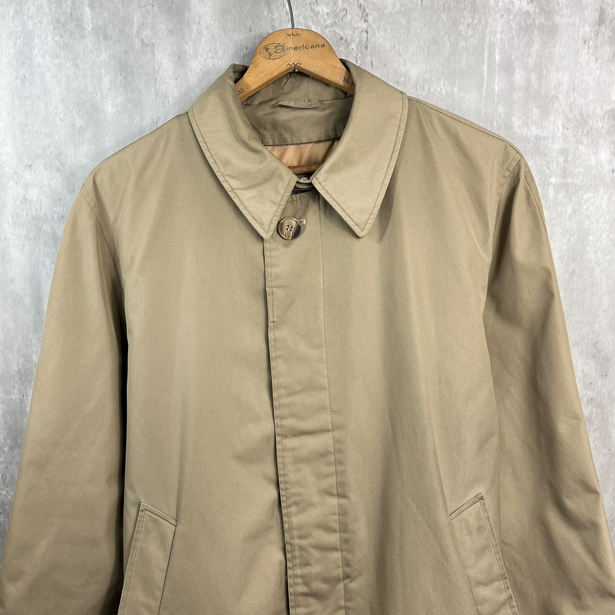 Vintage Orvis Trench Coat Mens 42 Tan Gore-Tex Long Overcoat Rain