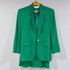 Jones New York Vintage Classic Solid Green 2pc Skirt Suit Size 6