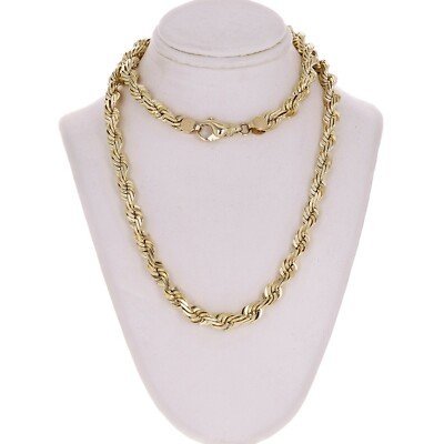 14k Yellow Gold Solid Diamond Cut Rope Chain Necklace 24'' 7mm 97.2 grams