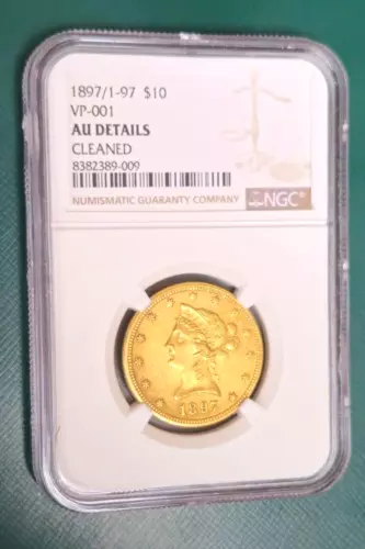 1897/1-97 $10 Gold Liberty Head - VP-001 - AU Details - NGC - Many Die Cracks