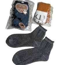 Lot Socks 3 Pair Leg Warmers Fun Styles Sparkly Metallic Mesh Blue Nordic NWT