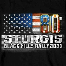 2020 Sturgis Long Sleeve T Shirt American Flag Black Hills Rally Motorcycle 