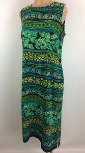 Details About R K Originals Petite Maxi Dress Green Blue Side Slit Beach Vacation Size 14p