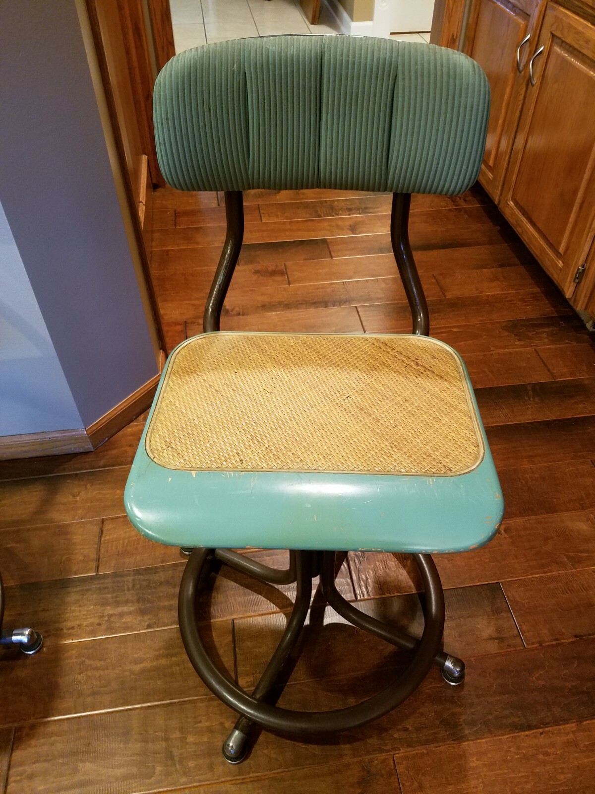 Vintage Western Electric Telephone Operators Chair Stool Cane & Wood
