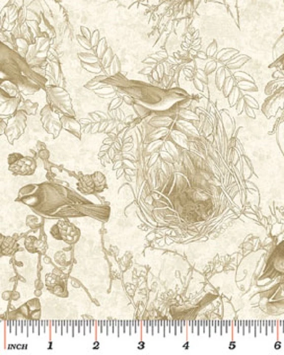 Fat Quarter Birds of Feather cremefarbener Steppstoff - Benartex