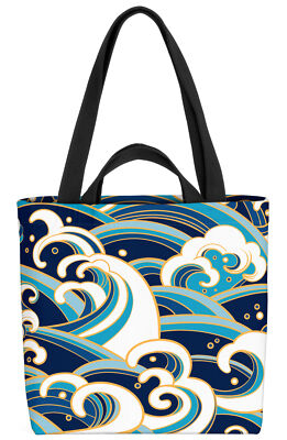 Gold Wellen Tasche wasser welle meer nahtlos Ozean japan Wirbel orientalisch