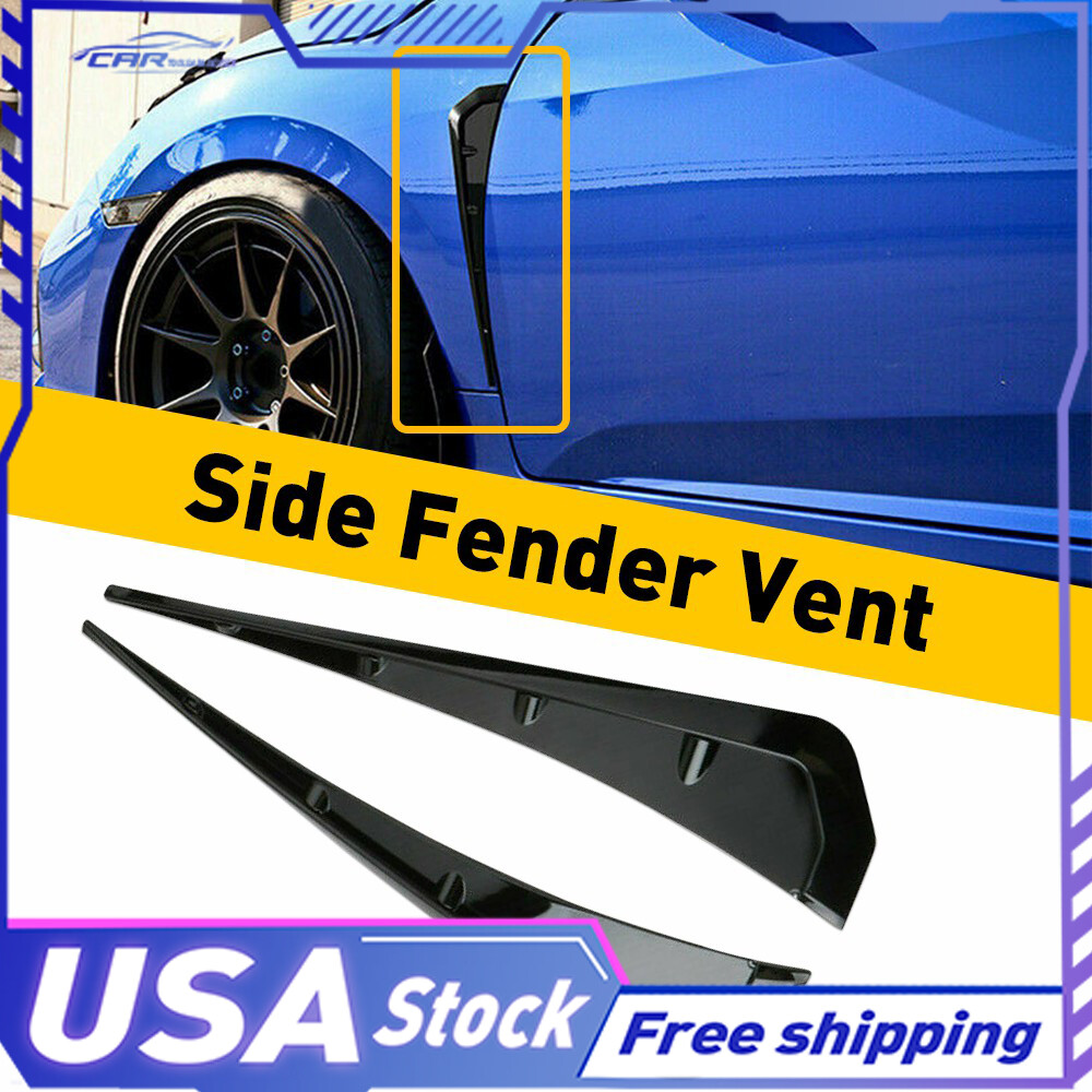 Car Fender Side Blade Shark Gills Vent Gloss Cover Trim Black Auto Universal 3D