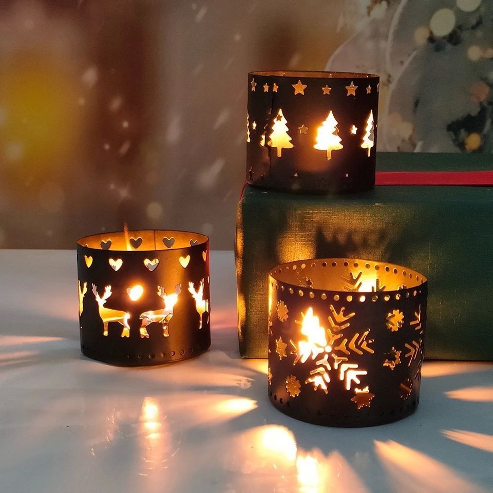 Snowflake Hollow Candlestick Elk Home Table Ornaments Christmas Candle