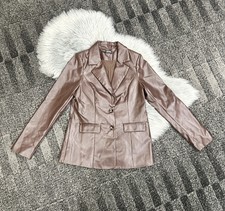 Finesse Thea Brown Vegan Leather Blazer Size Medium