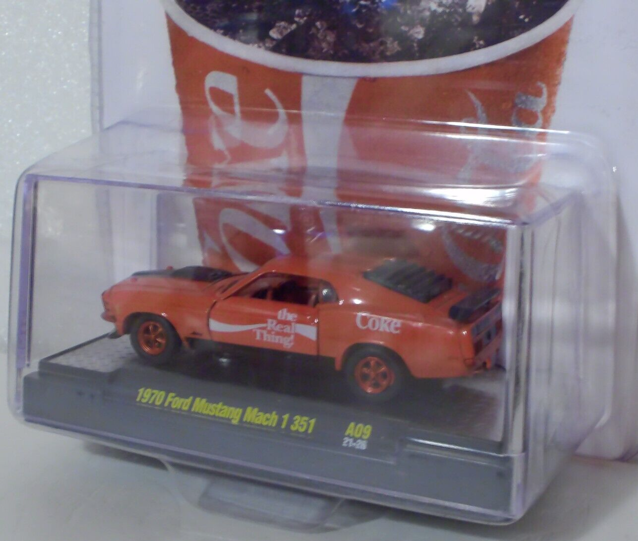 M2 Machines Red Chase Coca~Cola 1970 Ford Mustang Mach 1 351 1:64 Diecast