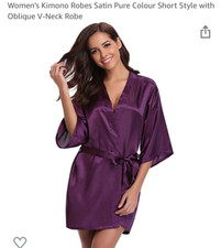 Kimono ladies Size large satin purple robe
