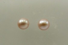 Freshwater Pink Pearl Stud Earrings,14k White Gold Post and Push Backs