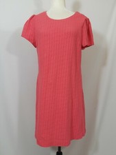 Maeve Anthropologie Pink Diamond Textured Short Sleeve Shift Dress Size Large