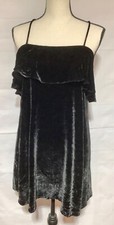 MADEWELL Sz S black silk blend crushed velvet strappy cocktail mini dress