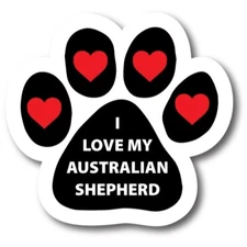 I Love My Australian Shepherd Pawprint Car Magnet 5" Paw Print Auto Truck Decal