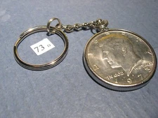 Key chain keychain ring bezel w/ KENNEDY 1973 JFK Half Dollar 50c - Great Gift!
