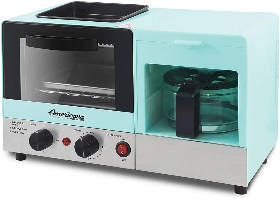 Elite Gourmet Americana 1 Rebanada, Plancha de 5.5" con Tapa de Vidrio 3 en 1 Desayuno Ce Foto 2 de 4