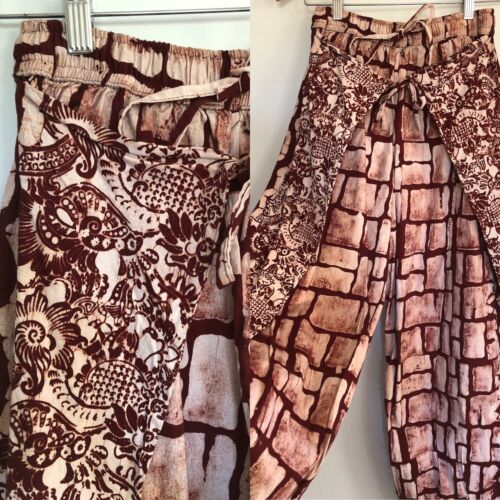 Fabulous Vintage Boho Batik Harem Pants 6-8 Cotton Elastic Waist ties Hippy Girl - Picture 1 of 12