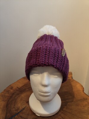 Women's Plum Purple Handmade Bobble Hat UK