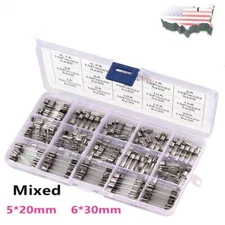 Fuse Assorted Glass Fuses 5x20mm 6x30mm Box Quick Fast Acting Tube Kit  0.2A-20A