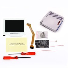 White Lens 2In1 GBA SP IPS V2 LCD Backlight Display Kits Withe Pre-cut Shell