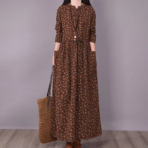 Ladies Long Dress Crew Neck Maxi Dresses Women Kaftan Holiday Sleeve Baggy Loose - Picture 5 of 47