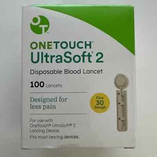 ONE TOUCH Ultra Soft 2 Lancets 100 Count Fine 30 Gauge Expiration 12/31/2027
