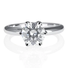 Round Cut Affordable Diamond Engagement Ring 14KT White Gold 1.00 CT F/VS2