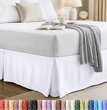 Full Bed Skirt - Soft Quadruple Pleated Ruffle - Easy Fit with 16 Inch Tailor...