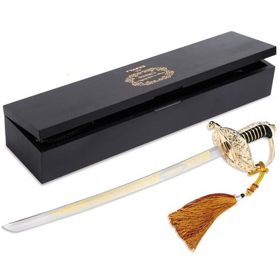 Azauvc Champagne Saber with Golden Handle & Wooden Gift Box,Sword Champagne Open