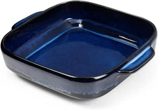 8x8 Baking Pan Ceramic Square Dish Lasagna with Double Blue 