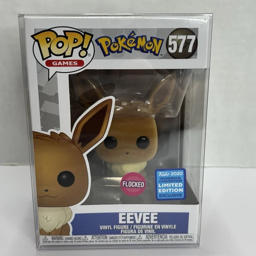Pokemon Flocked Eevee Funko Pop 577 WonderCon Exclusive w/ Protector New Vaulted