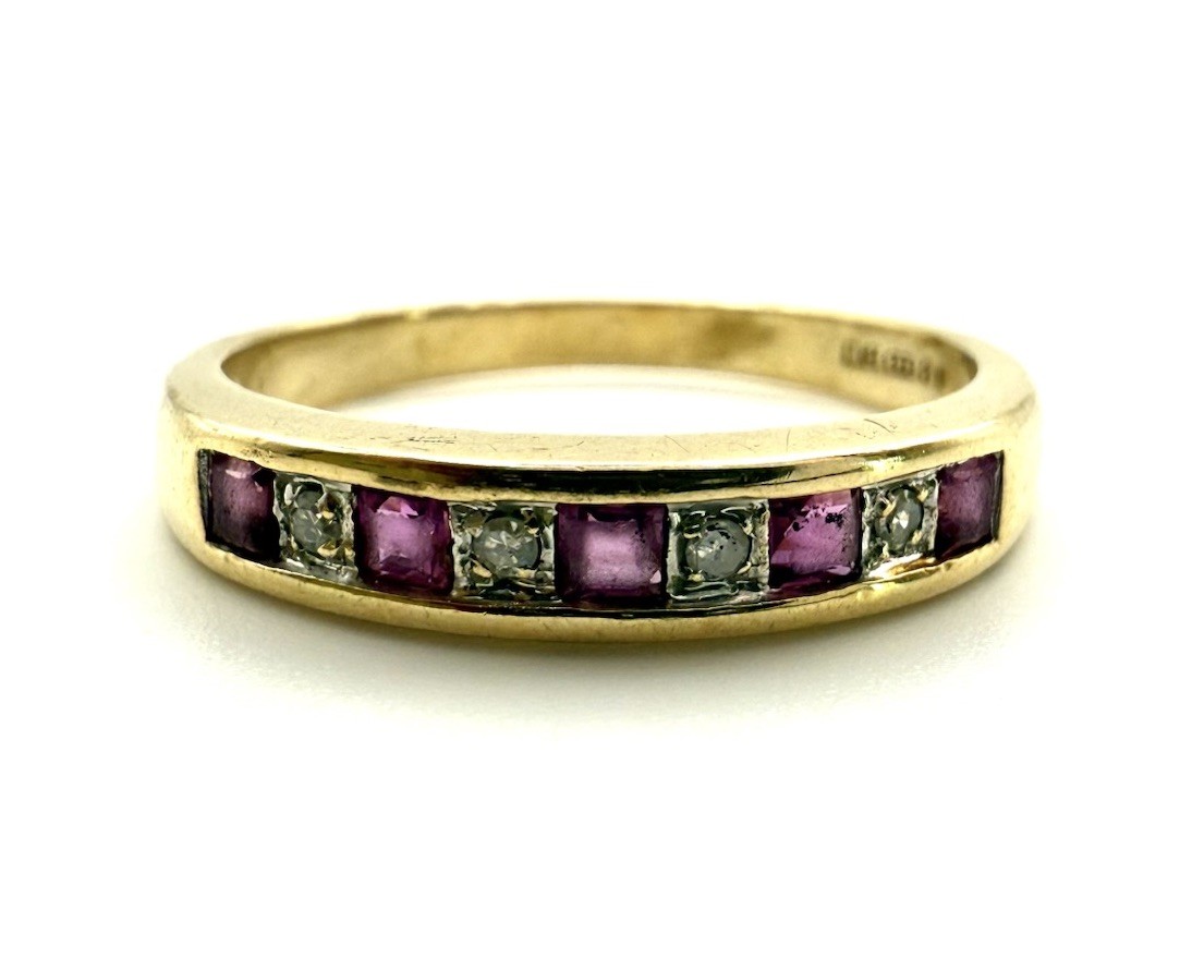 9ct Gold Ruby Diamond Ring Red Ruby Diamond Etern… - image 1