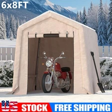 6x6 ft Portable Heavy Duty Outdoor Storage Shed with Roll-up Door & Vent -Khaki