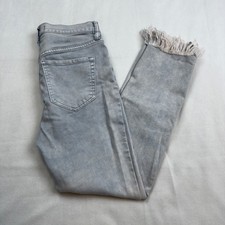 Free People Grey Wash Frayed Hem Skinny Jeans Womens Size W26