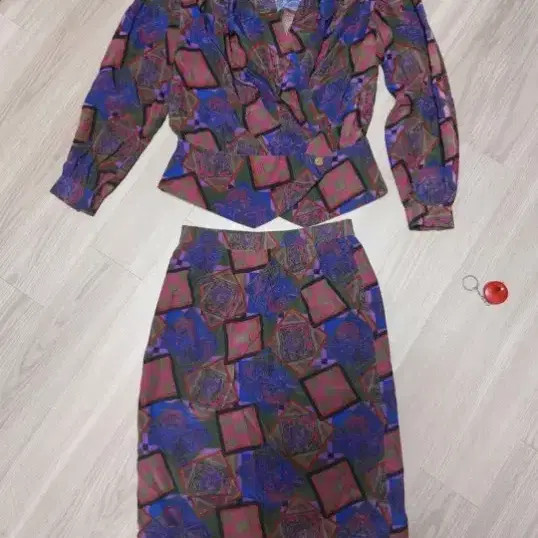 Japanese Vintage Two-Piece Set Purple Pink Green Pattern