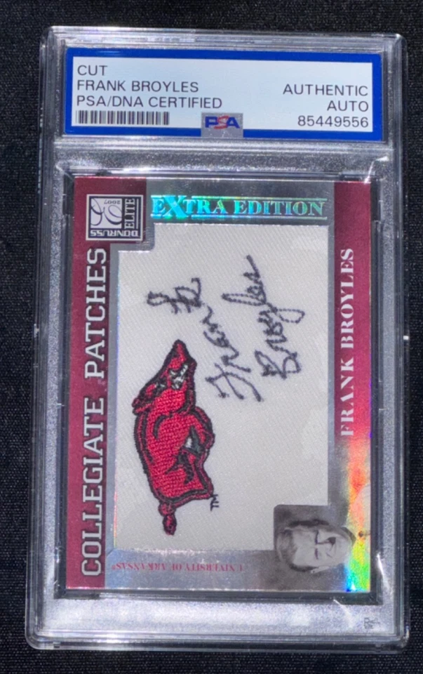 Frank Broyles "43x National Champs HOF" Signed Rookie Card Relic Patch Auto PSA - Image 3 of 4