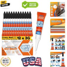 Super Glue Gel Clear Non-Drip, 12 X 3g All Purpose Strong Adhesive Ca Glue Qu...