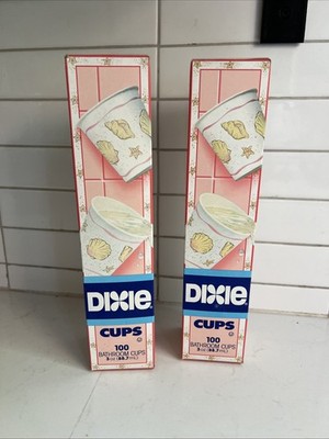 Vintage Dixie Pink Sea Shells 3 Oz Bathroom Cups 100 Count x 2 Boxes 90s NOS