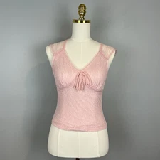 Y2K Pink Babydoll Top Lace Juniors Size Small Vtg NoBo Balletcore Fairy Softgirl