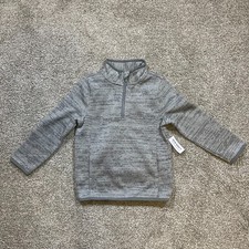 Old Navy Kids Boys Unisex 1/4 Zip Fleece Pullover Sweater Top Size 5T Gray NWT