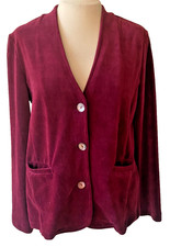 Adini cotton/polyester velour jacket collarless 3 button front 2 pockets Size M